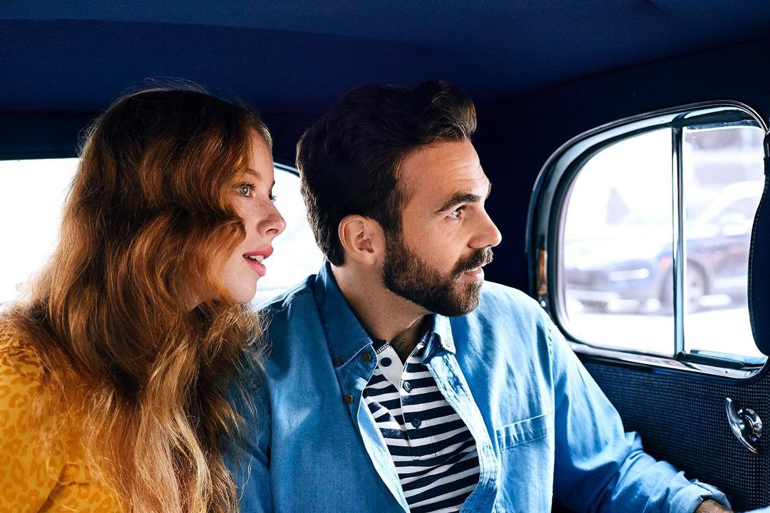 couple inside of vintage car