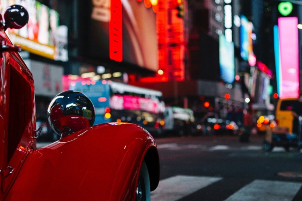 vintage car at times square new york